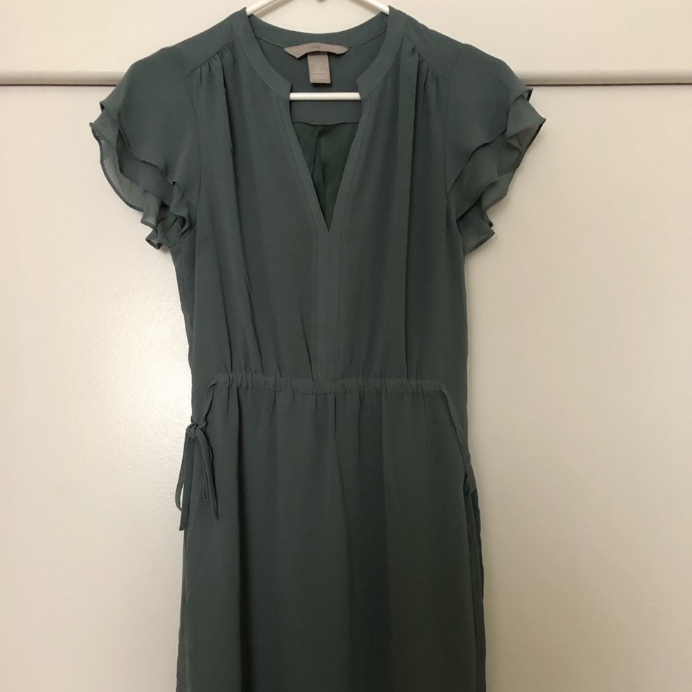 Beautiful Olive/Sage Green Ruffle Dress - Picture 3 of 6